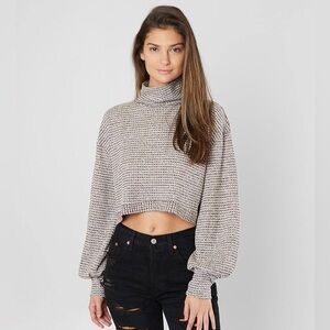 Free People BK Mock Neck Waffle Knit Crop Top